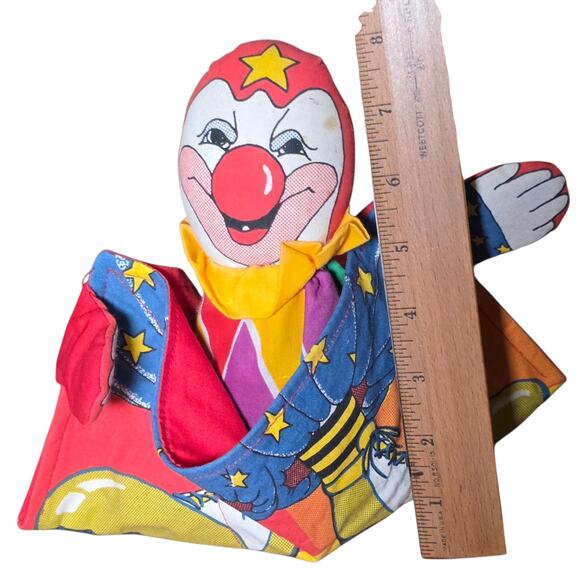 Vintage 1990 Jumpers Cloth Clown Doll – Jingle Bell, Spring Action, Handmade - Picture 3 of 10